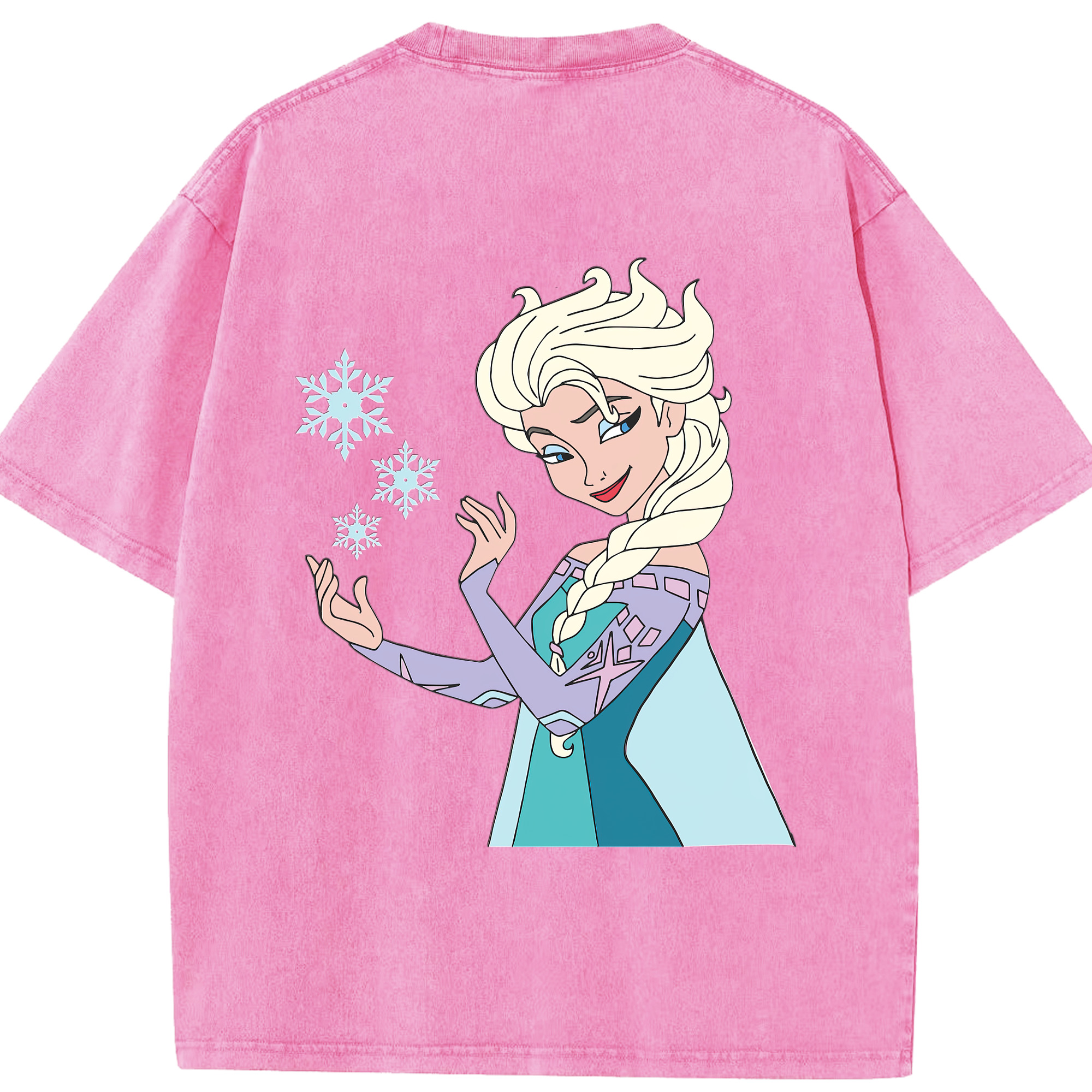 （画像用） アナと雪の女王 アンナ エルサ Frozen Anna Elsa 綿100% ヴィンテージ風 半袖Tシャツ（背面プリント）
